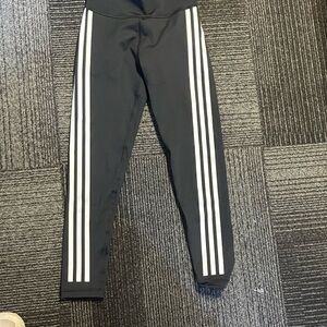 Adidas Black Leggings with White Stripes